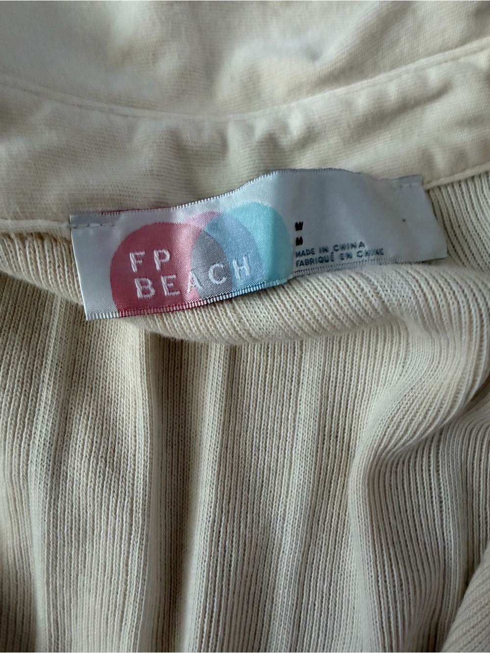 Free People Cream Ribbed Button-Front Mini Dress - Picture 2 of 5